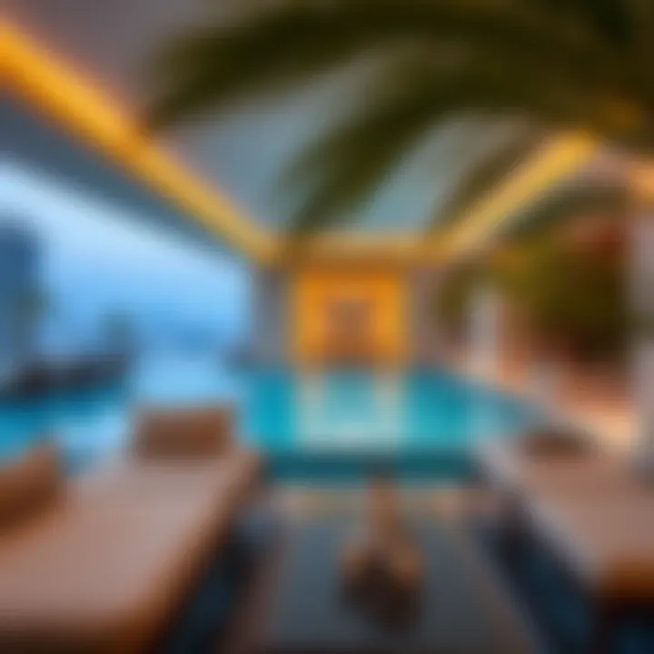 Elegant outdoor lounge area by the pool