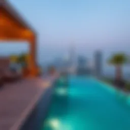 Luxurious private pool overlooking the skyline
