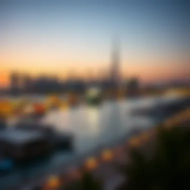 Dubai Skyline at Sunset A serene view of Dubai's skyline at sunset