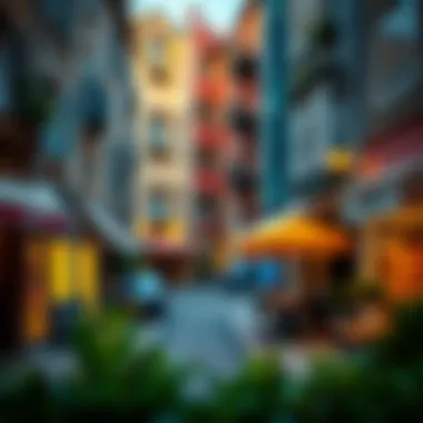 Charming Streetscape of The Heart of Europe Vibrant streetscape of The Heart of Europe, filled with charming cafes and shops