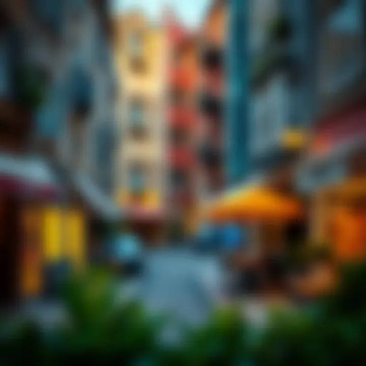 Charming Streetscape of The Heart of Europe Vibrant streetscape of The Heart of Europe, filled with charming cafes and shops