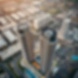 Aerial view of B2B towers showcasing architectural design