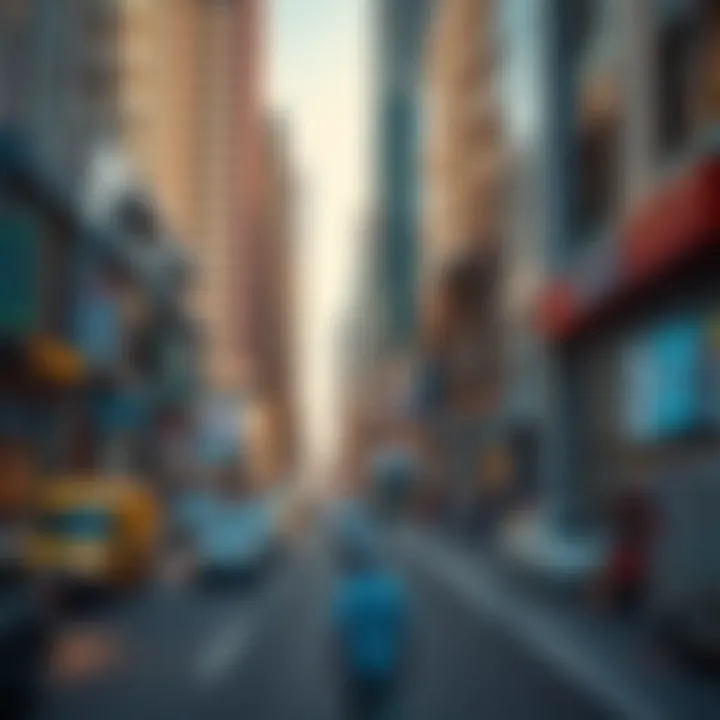 Vibrant street scene illustrating the business dynamics of Business Bay