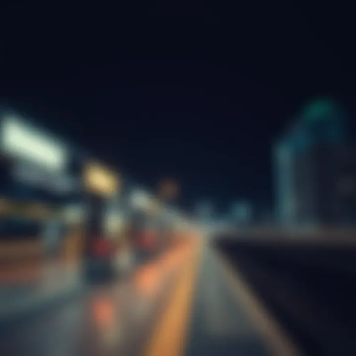 Dubai Metro Station at Night A nighttime view of a metro station illuminated