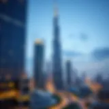 A skyline view of Dubai illustrating modern architecture